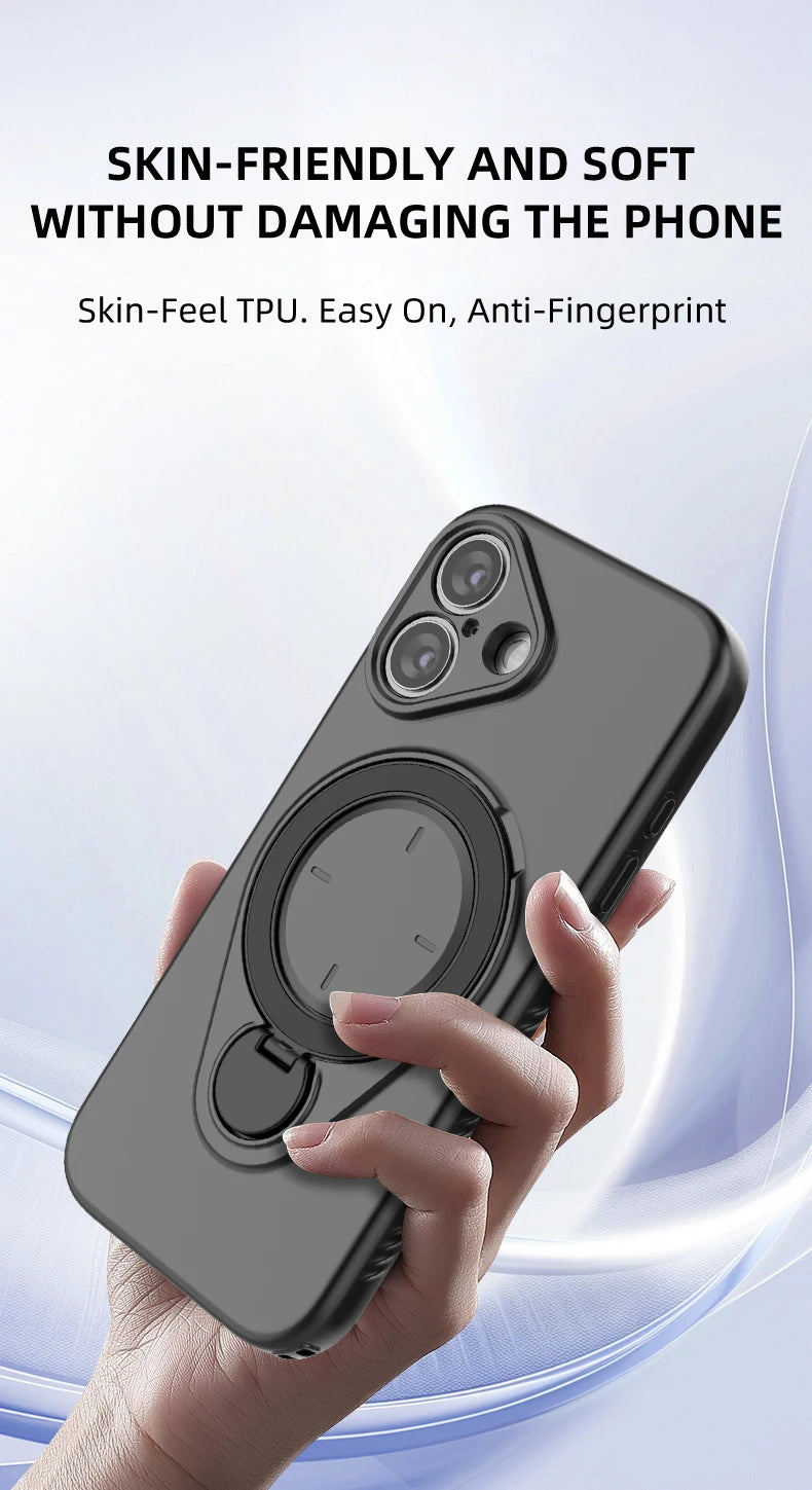 360° Rotating Magnetic Stand For Magsafe Phone Case For iPhone 17 16 18 Pro Max 17 18 Pro Armor Shockproof Soft Protective Cover