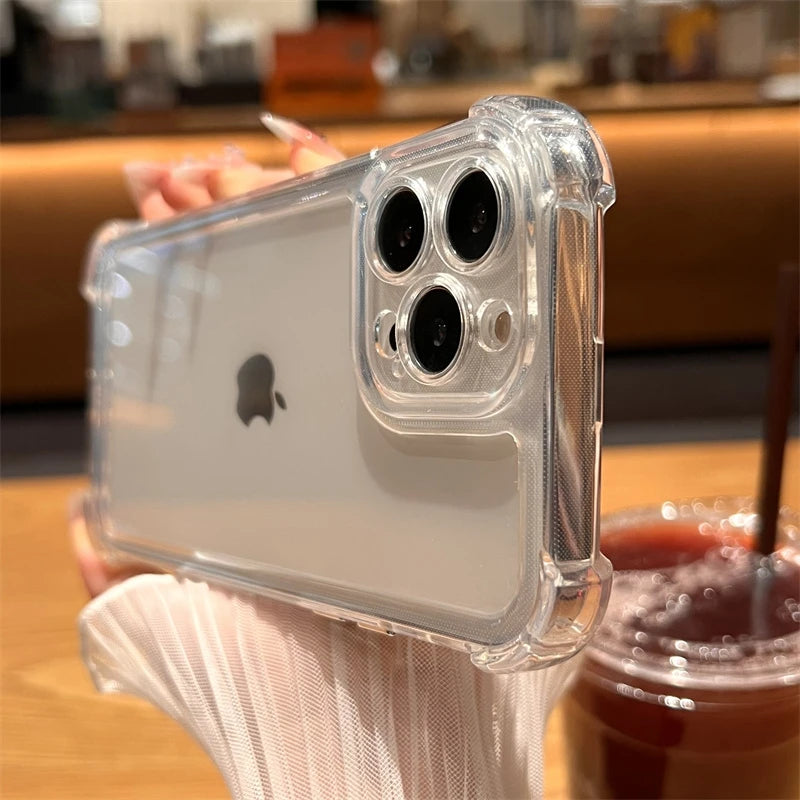 Luxury Shockproof Transparent Case For iPhone 18 17 16 15 14 13 12 11 Pro Max X Xs XR Max 7 8 Plus Clear Soft Bumper Cases Cover