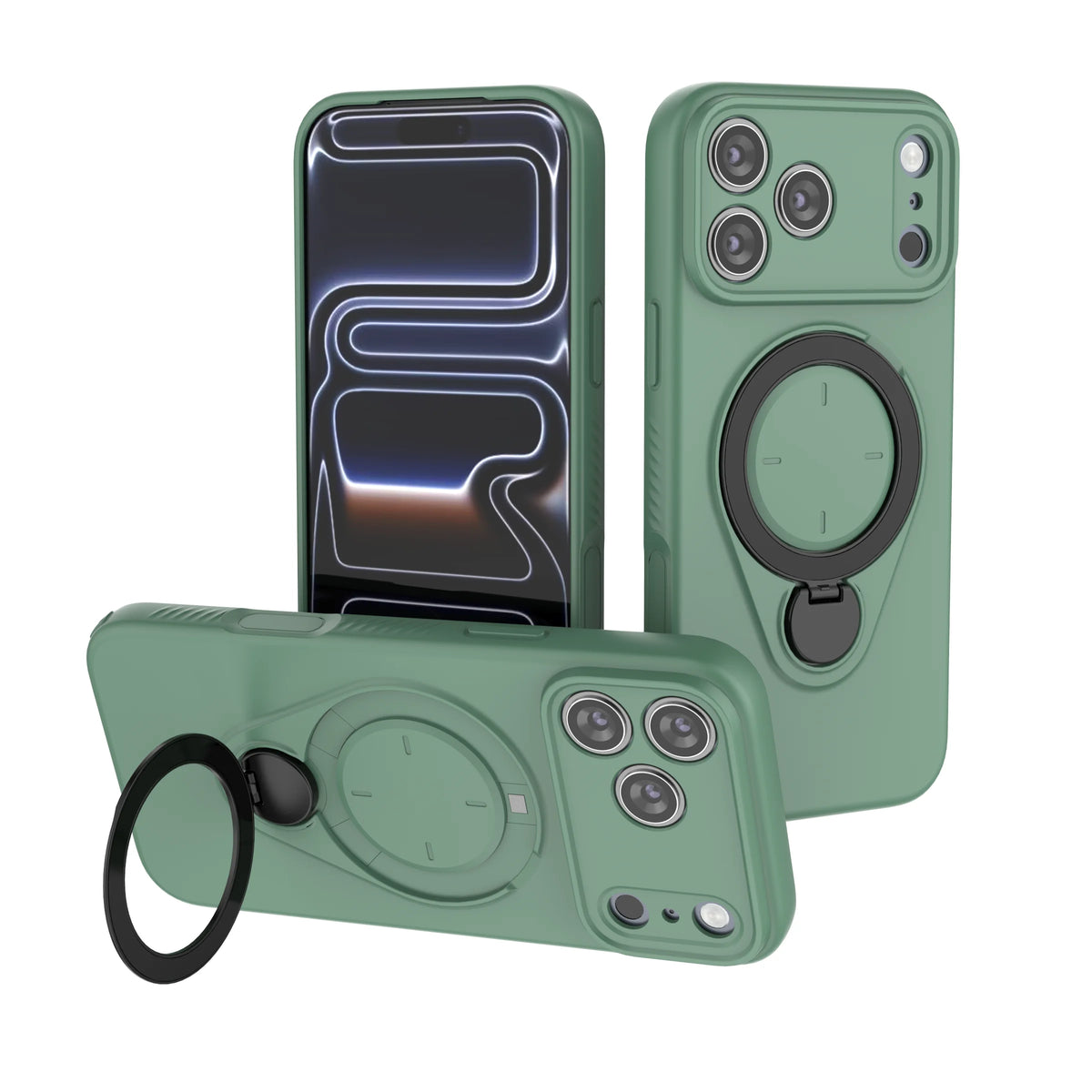 360° Rotating Magnetic Stand For Magsafe Phone Case For iPhone 17 16 18 Pro Max 17 18 Pro Armor Shockproof Soft Protective Cover