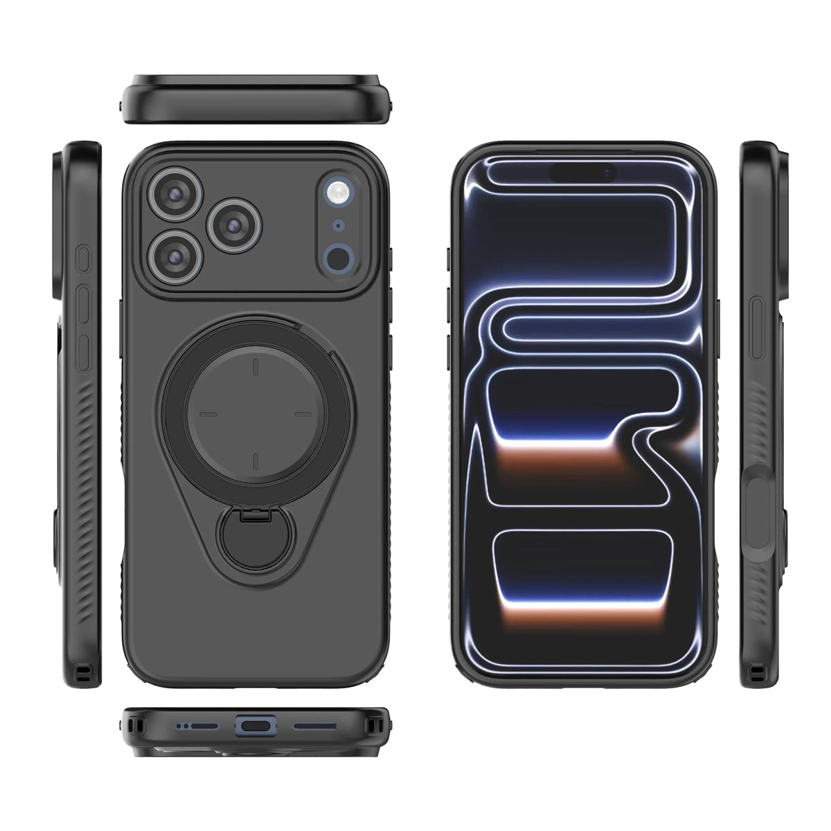 360° Rotating Magnetic Stand For Magsafe Phone Case For iPhone 17 16 18 Pro Max 17 18 Pro Armor Shockproof Soft Protective Cover