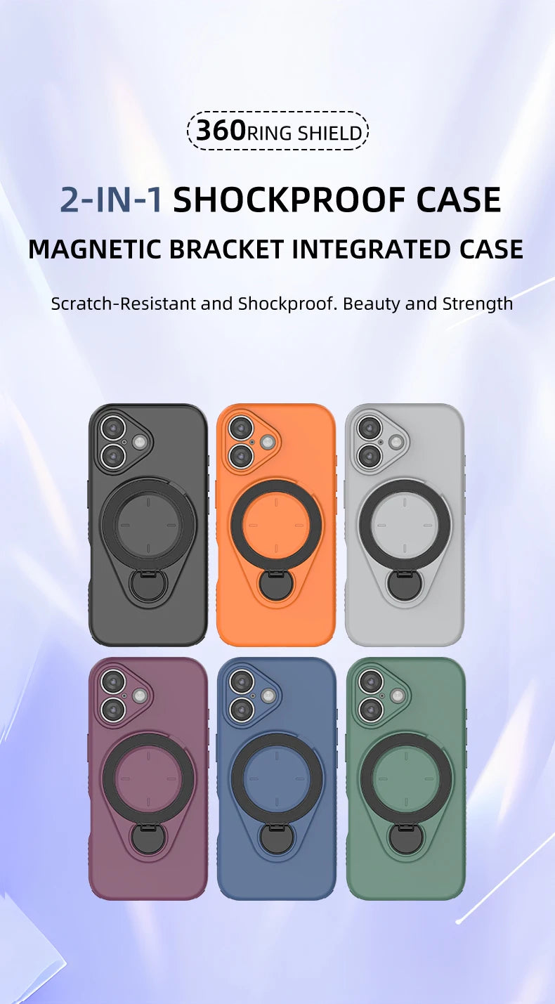 360° Rotating Magnetic Stand For Magsafe Phone Case For iPhone 17 16 18 Pro Max 17 18 Pro Armor Shockproof Soft Protective Cover