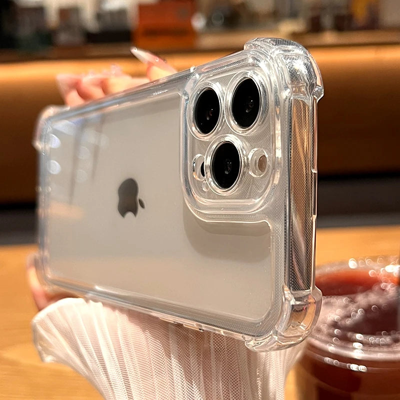 Luxury Shockproof Transparent Case For iPhone 18 17 16 15 14 13 12 11 Pro Max X Xs XR Max 7 8 Plus Clear Soft Bumper Cases Cover