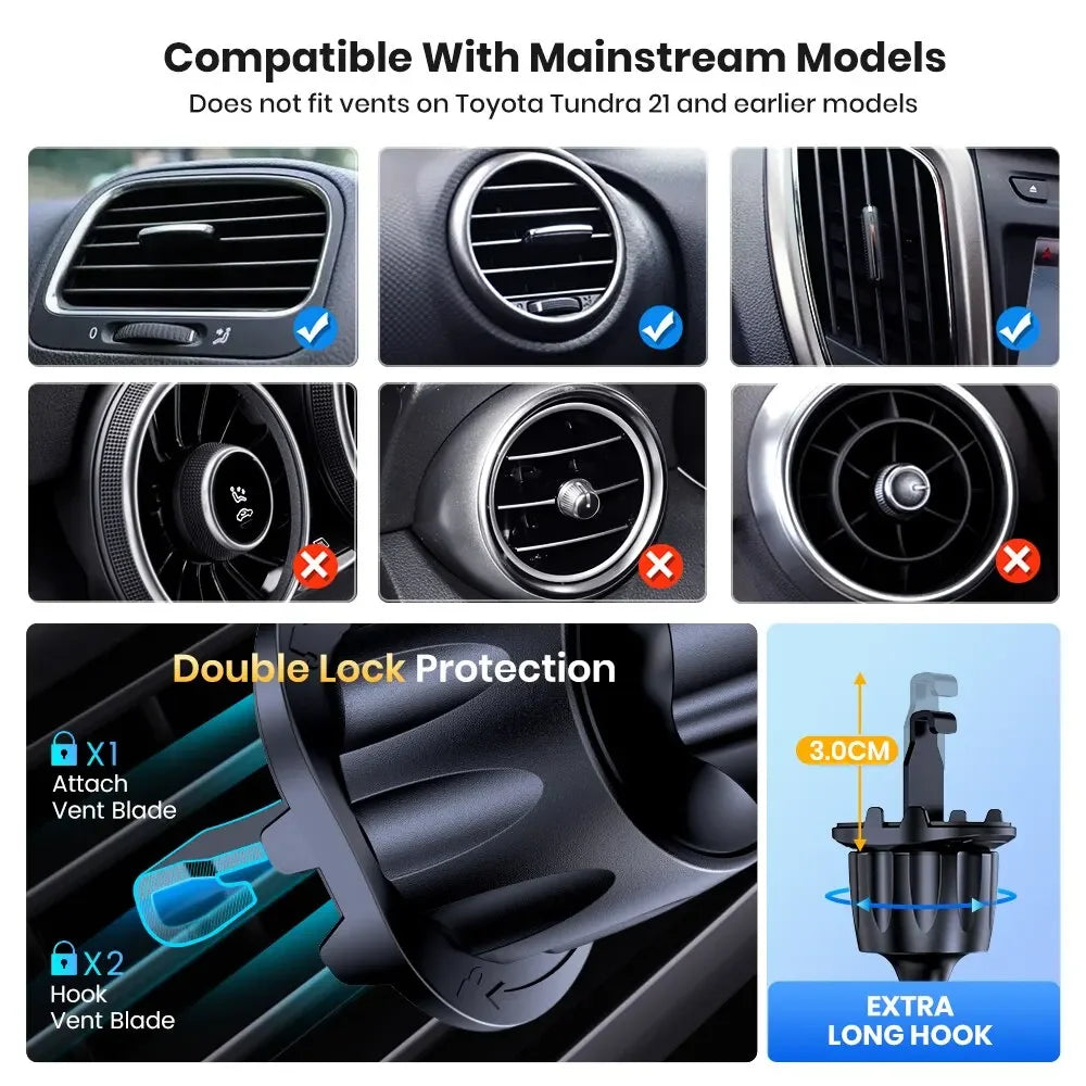 Mobile Phone Car Mount Air Vent Gravity Holder Triangle Gravity Frosted Minimalist Solid Metallic Material