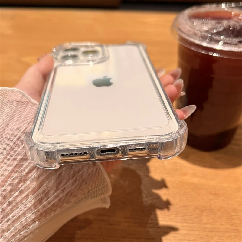 Luxury Shockproof Transparent Case For iPhone 18 17 16 15 14 13 12 11 Pro Max X Xs XR Max 7 8 Plus Clear Soft Bumper Cases Cover