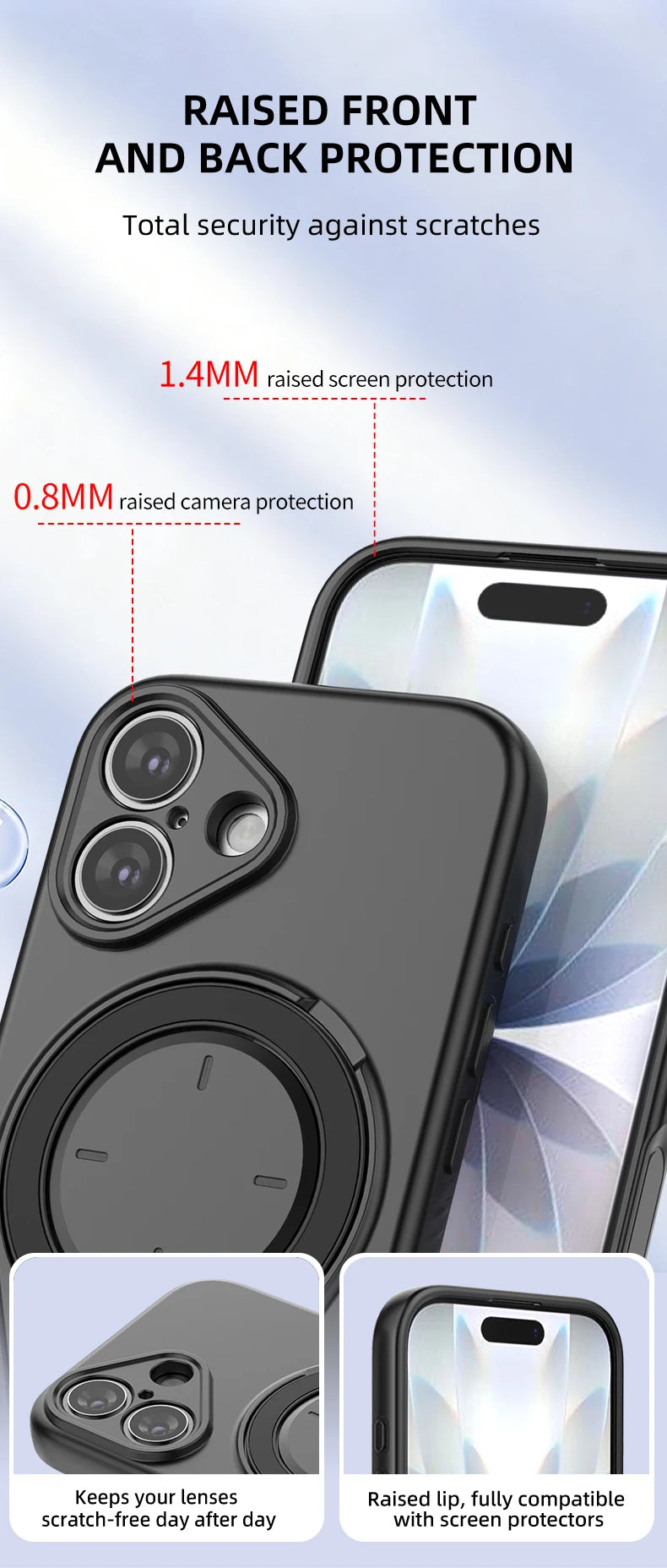360° Rotating Magnetic Stand For Magsafe Phone Case For iPhone 17 16 18 Pro Max 17 18 Pro Armor Shockproof Soft Protective Cover
