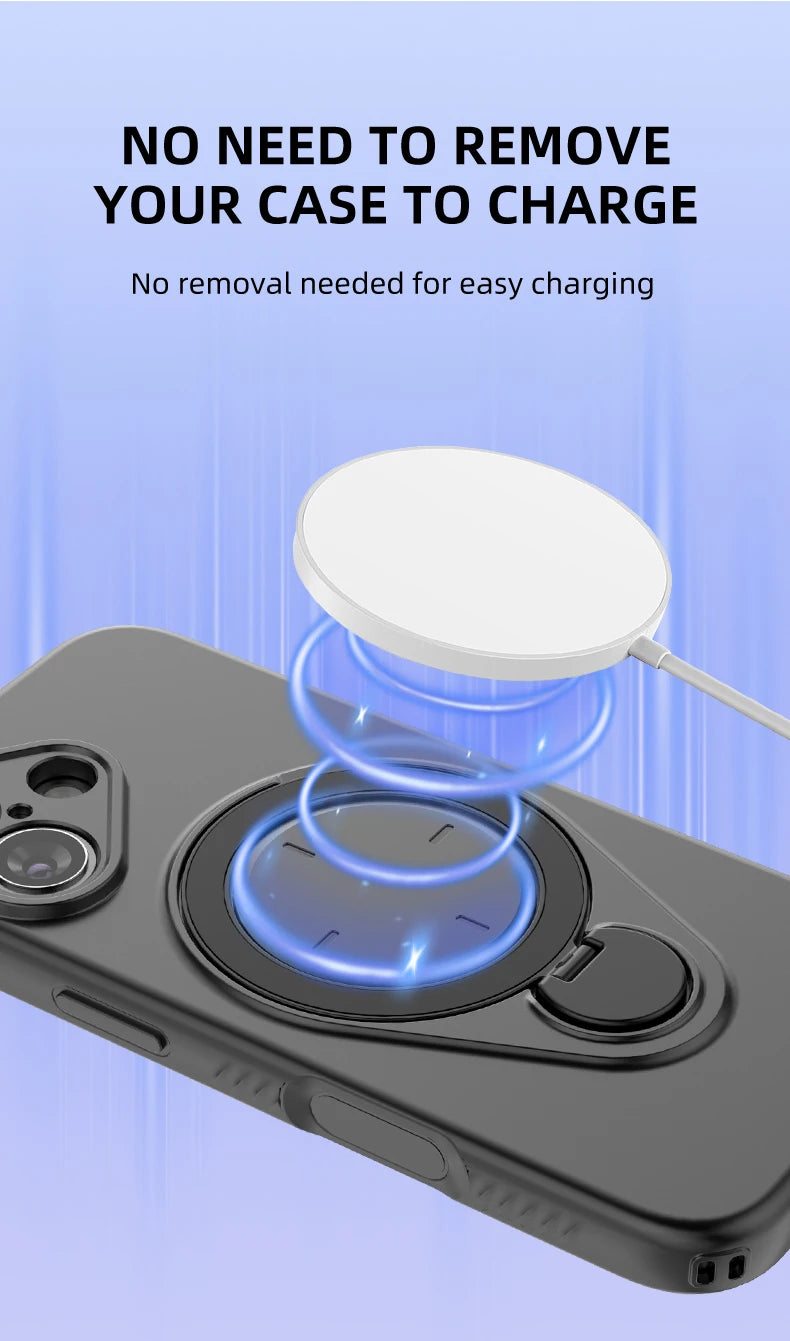 360° Rotating Magnetic Stand For Magsafe Phone Case For iPhone 17 16 18 Pro Max 17 18 Pro Armor Shockproof Soft Protective Cover