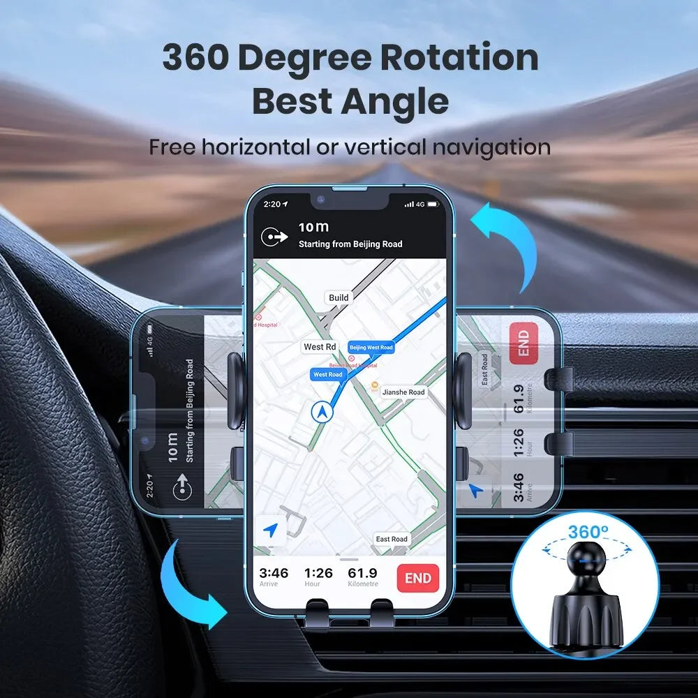 Mobile Phone Car Mount Air Vent Gravity Holder Triangle Gravity Frosted Minimalist Solid Metallic Material